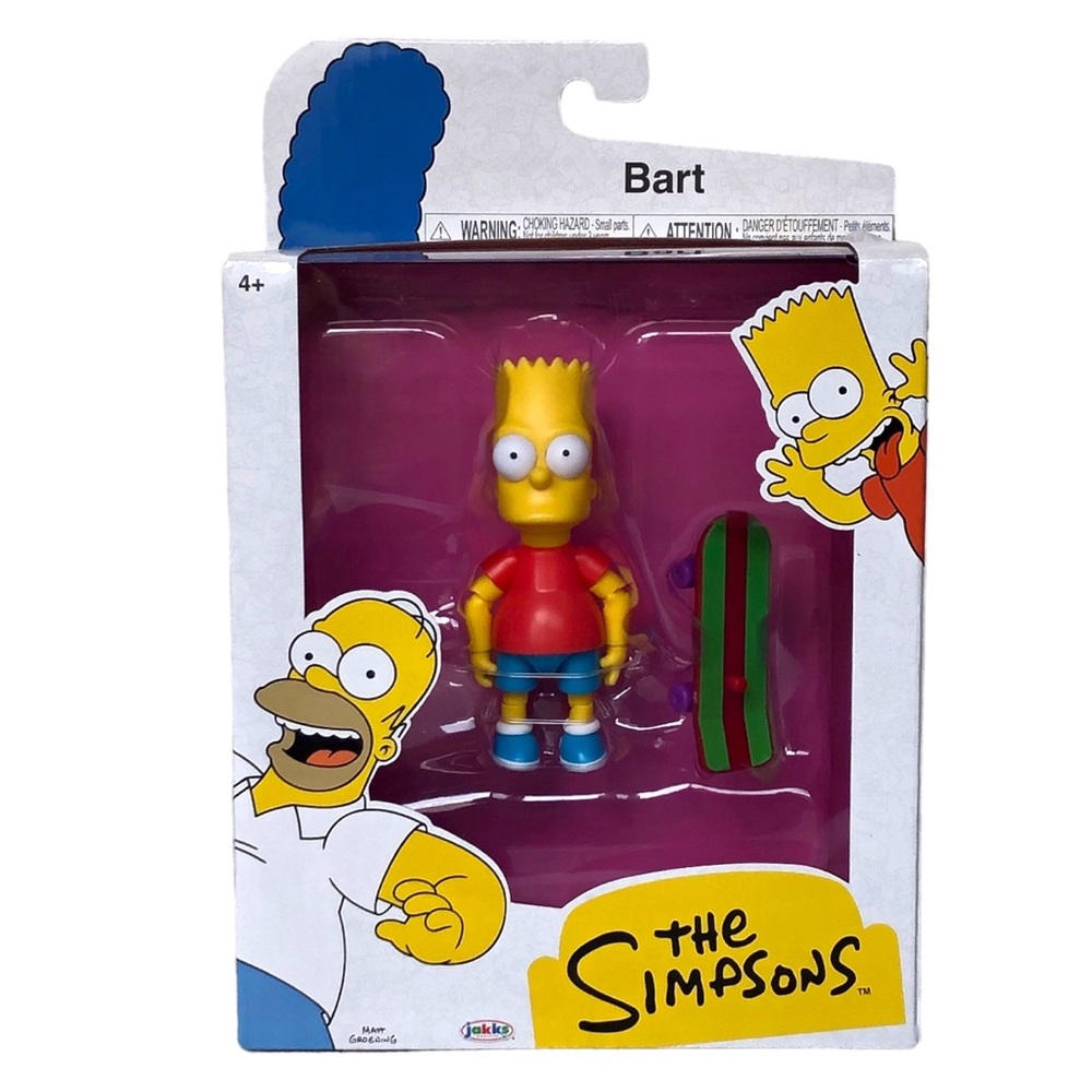 Jakks Pacific 2024 The Simpsons Bart With Skateboard 5" Action Figure